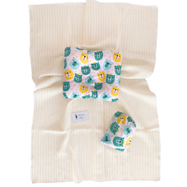 Набор в коляску 3в1 Королевские Мишки с молочным пледом