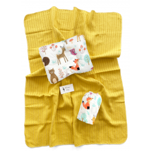 Набор в коляску 3в1 Зверята с хлопковым пледом Набор в коляску 3в1 Зверята с хлопковым пледом