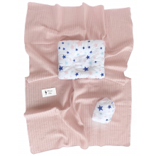 Набор в детскую кроватку 3в1 Звездочки с пудровым хлопковым пледом Набор в детскую кроватку 3в1 Звездочки с пудровым хлопковым пледом