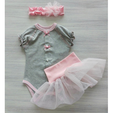 Боди-платье RoyalBaby с фатиновой юбочкой и повязкой р.68, 3-9 мес