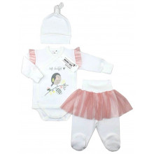 Комплект 3 ед. Сказочная принцесса с персиковым фатином р.56, 0-3 мес