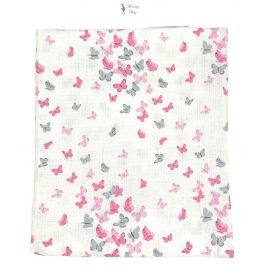 Муслиновая пеленка 100х80 см Бабочки #17