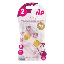 Пустышка Nip Вишенка, 6-18 мес., латекс, для девочки, 2 шт. (Розовые)