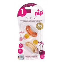 Пустышка Nip Вишенка, 0-6 мес., латекс, для девочки, 2 шт. (Персиковые)