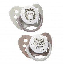 Пустышка BabyOno NATURAL NURSING, 6-18 мес., силикон, Енотики, 2 шт.