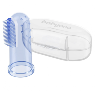 Зубная щетка с массажем десен в футляре BabyOno (Голубая)