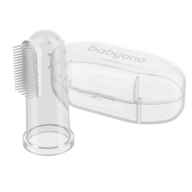 Зубная щетка с массажем десен в футляре BabyOno (Белая)