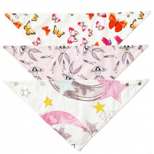 Слюнявчики непромокаемые 3 шт. 0-12 мес для девочки