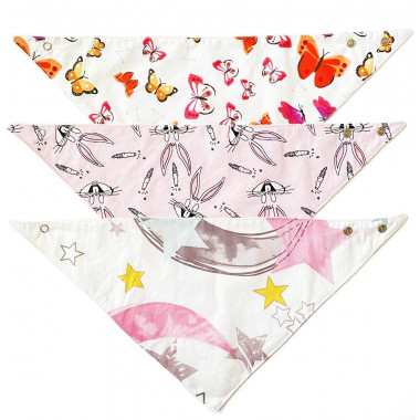 Слюнявчики непромокаемые 3 шт. 0-12 мес для девочки