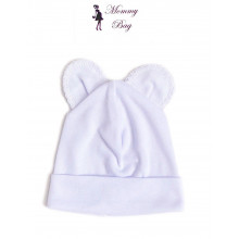 Шапочка 0-3 мес Светло-голубая с ушками №2 Шапочка 0-3 мес Светло-голубая с ушками №2