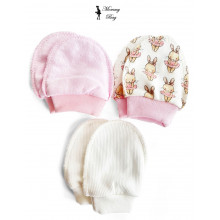 Рукавички-царапки набор 3 шт для девочки №3 Зайчики р.56