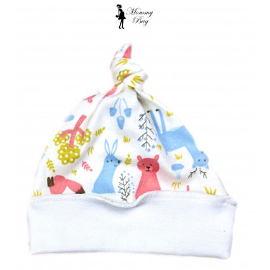 Шапочка RoyalBaby 0-6 мес (34-43 см) №55 Волшебный лес с узелком (интерлок)