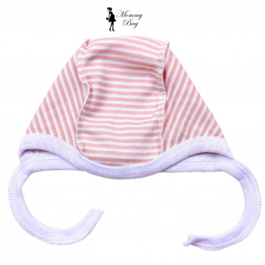 Шапочка-чепчик 0-3 мес Розовые полосочки №49