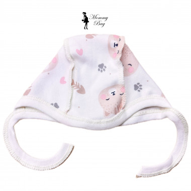 Шапочка-чепчик 0-3 мес Розовые котики №15