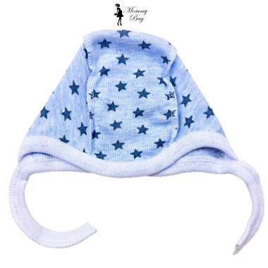Шапочка-чепчик 0-3 мес Голубые звездочки №33
