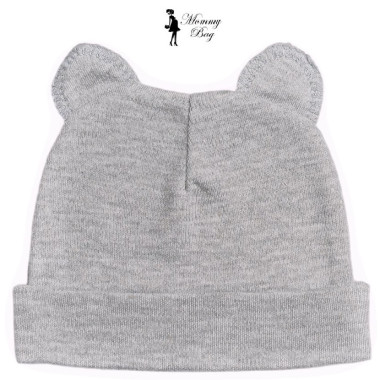 Шапочка Baby Body 0-6 мес (62 см) Светло-серая с ушками №29