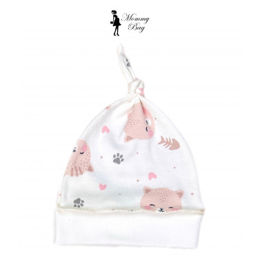 Шапочка Baby Body 0-6 мес  (45 см) Розовые кошки №35