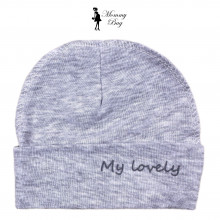 Шапочка RoyalBaby 0-6 мес My Lovely, серая №45 (рибана) Шапочка RoyalBaby 0-6 мес My Lovely, серая №45 (рибана)