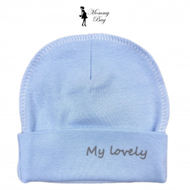 Шапочка RoyalBaby 0-6 мес My Lovely, голубая №42 (рибана)