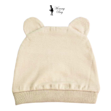 Шапочка Mommy Bag 0-6 мес Кремовая с ушками №17