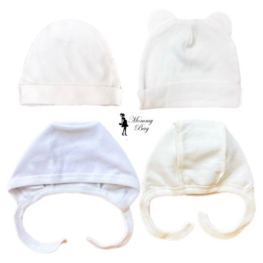 Шапочки-чепчики 0-3 мес Набор Премиум 4 шт Унисекс