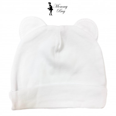 Шапочка RoyalBaby 0-6 мес Белая с ушками №39 - 38 см