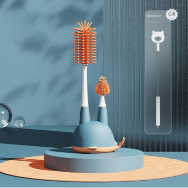 Набор щеток, ершиков Mommy Bag для мытья бутылочек 4 ед. Кит Оранжево-синий