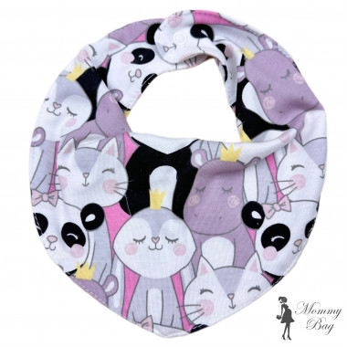 Слюнявчик RoyalBaby Розовый с котиками и зайчиками (интерлок)