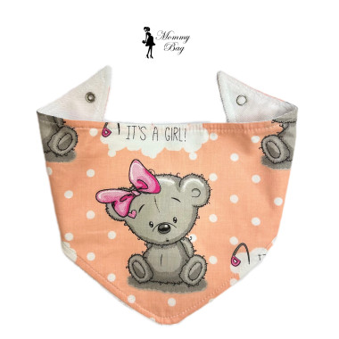 Слюнявчик-нагрудник непромокаемый №24 Мишка девочка