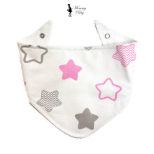 Слюнявчик-нагрудник непромокаемый №23 Звездочки розово-серые