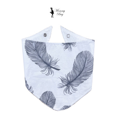 Слюнявчик-нагрудник непромокаемый Mommy Bag №5 Перья серые