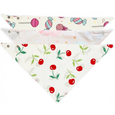 Слюнявчики непромокаемые 3 шт. 0-12 мес для девочки Вишенки