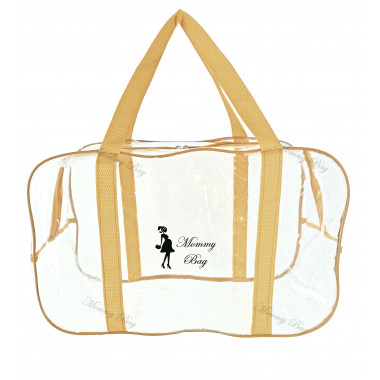 Сумка прозрачная в роддом Mommy Bag (M) Бежевая