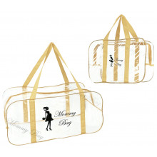 Набор из 2 прозрачных сумок в роддом Mommy Bag (S,L) Бежевый Набор из 2 прозрачных сумок в роддом Mommy Bag (S,L) Бежевый