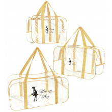 Набор из 3 прозрачных сумок в роддом Mommy Bag (S, M, L) Бежевый Набор из 3 прозрачных сумок в роддом Mommy Bag (S, M, L) Бежевый