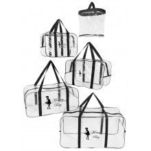 Набор 4+1 прозрачная сумка в роддом Mommy Bag S, M, L, XL + подарок - органайзер)  Черный