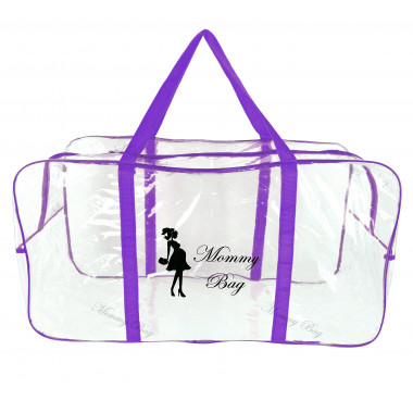 Сумка прозрачная в роддом Mommy Bag XL фиолетовая (v004)