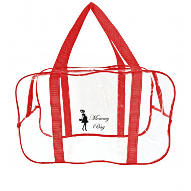 Сумка прозрачная в роддом Mommy Bag M красная (r002)