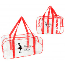 Набор из 2 прозрачных сумок в роддом Mommy Bag (S, L) Красный Набор из 2 прозрачных сумок в роддом Mommy Bag (S, L) Красный