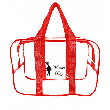 Сумка прозрачная в роддом Mommy Bag S красная (r001)