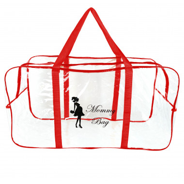 Сумка прозрачная в роддом Mommy Bag XL красная (r004)