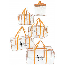 Набор из прозрачных сумок в роддом Mommy Bag (S, M, L, XL + подарок - органайзер) Оранжевый Набор из прозрачных сумок в роддом Mommy Bag (S, M, L, XL + подарок - органайзер) Оранжевый