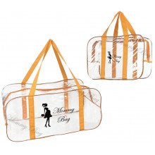 Набор из 2 прозрачных сумок в роддом Mommy Bag S, L оранжевый Набор из 2 прозрачных сумок в роддом Mommy Bag S, L оранжевый