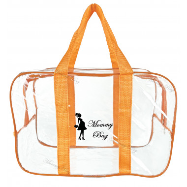 Сумка прозрачная в роддом Mommy Bag S оранжевая