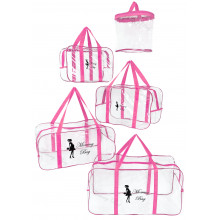 Набор 4+1 прозрачная сумка в роддом Mommy Bag (S, M, L, XL + подарок - органайзер) Розовый