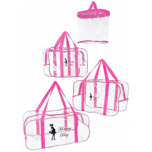 Набор из прозрачных сумок в роддом Mommy Bag (S, M, L + органайзер) Розовый Набор из прозрачных сумок в роддом Mommy Bag (S, M, L + органайзер) Розовый