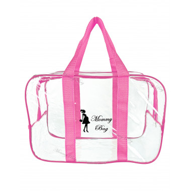 Сумка прозрачная в роддом Mommy Bag S розовая (p001)