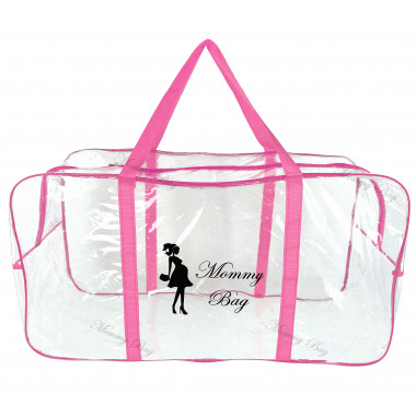 Сумка прозрачная в роддом Mommy Bag XL розовая (p004)
