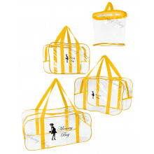 Набор из прозрачных сумок в роддом Mommy Bag (S, M, L + органайзер) Желтый Набор из прозрачных сумок в роддом Mommy Bag (S, M, L + органайзер) Желтый