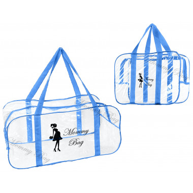 Набор из 2 прозрачных сумок в роддом Mommy Bag (S, L) Синий